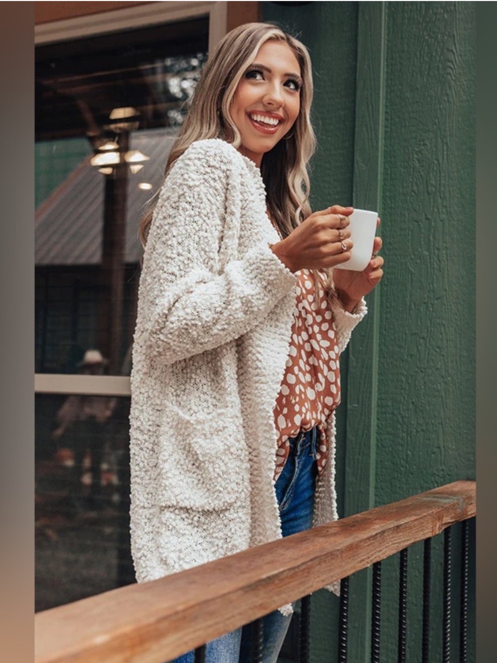 Vici Grey Popcorn Pocketed Cardigan